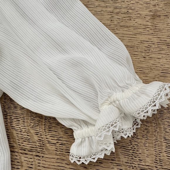 NWOT Current Air Anthropologie Airy Sheer Ruffles Puff Sleeve Blouse medium - Picture 8 of 17